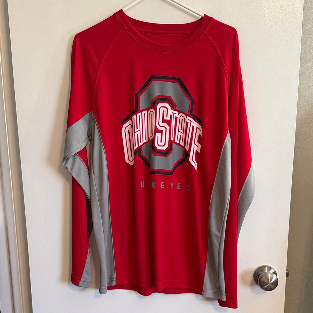 Ohio State Buckeyes Scarlet and Gray Long Sleeve Shirt